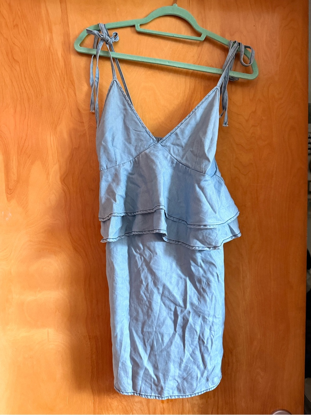 Do+Be chambray dress with tiered ruffles